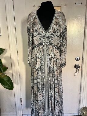 Odd Molly Cream and Black Bohemian Printed Maxi Dress